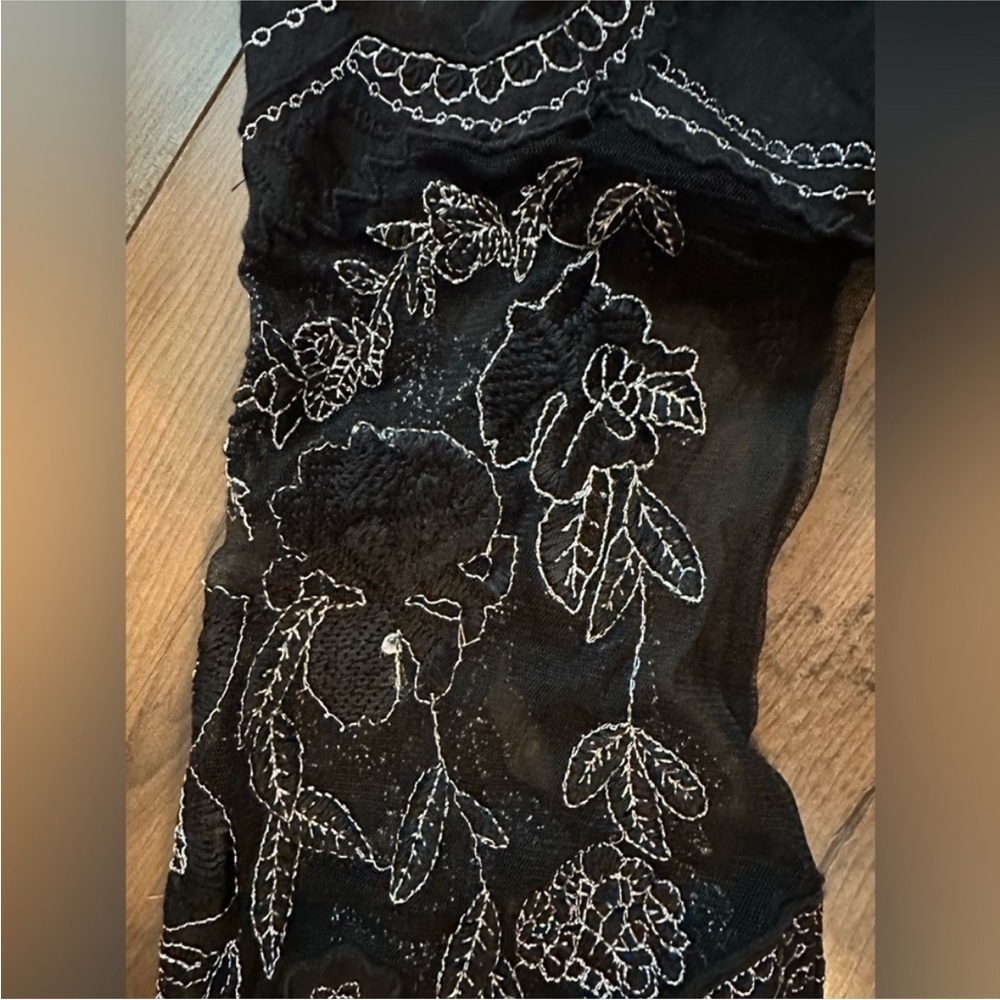 Free People Embroidered Lace Sleeve Peplum Top Boho Festival XS - Picture 4 of 8